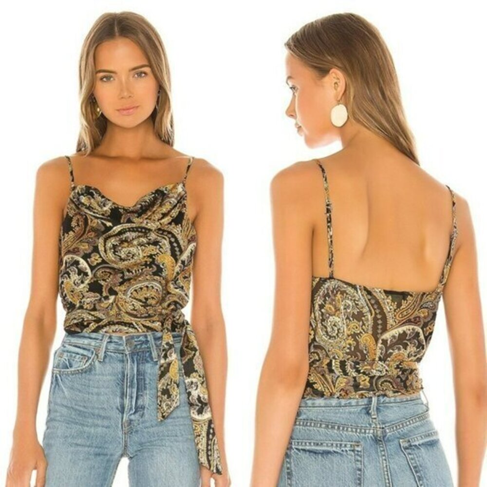House of Harlow 1960 XREVOLVE Patrice Top - Black & Gold Paisley